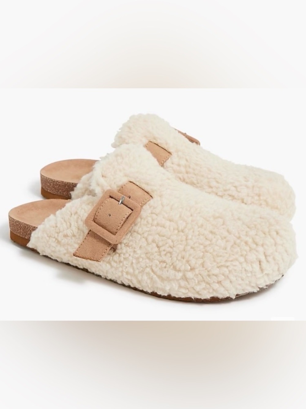 J Crew Sherpa Buckle Clog Slippers